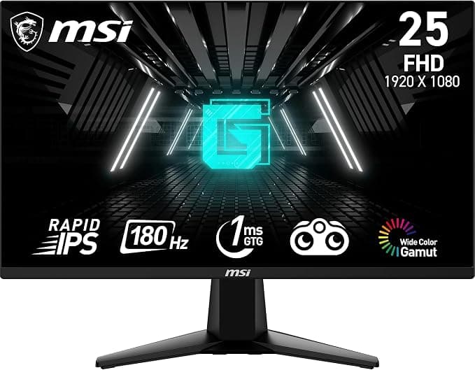 MSI G255F - Monitor Gaming de 24.5", FHD (1920x1080), 180 Hz / 1ms, Adaptive-Sync, Display Port 1.2a, HDMI 2.0b, Negro