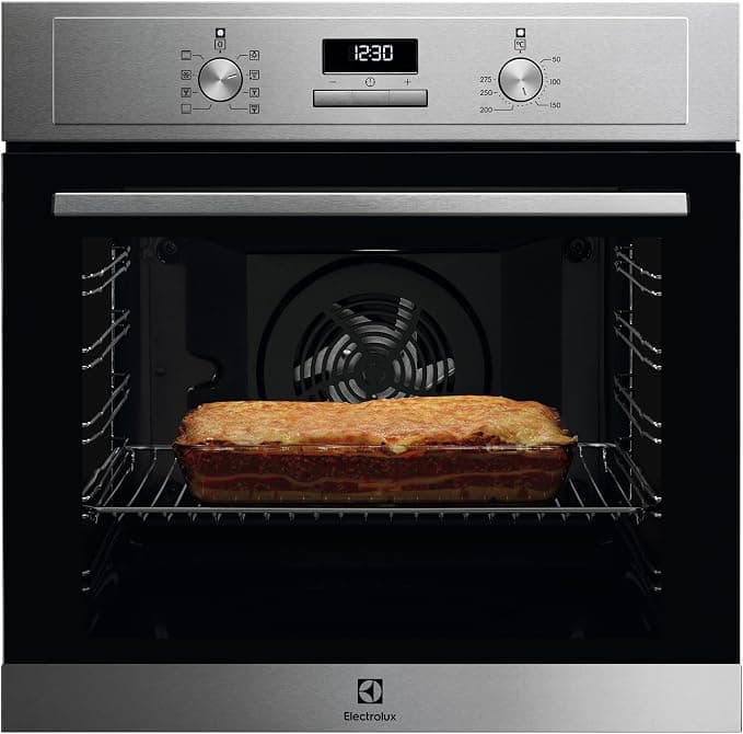 Electrolux Horno Multifunción EOH3H54X, 72 L, Función Grill, 7 Funciones, Cocción Multinivel, Limpieza AquaClean, Mandos Escamotables, Carriles Telescópicos, Inox Antihuellas, Fabricado en UE