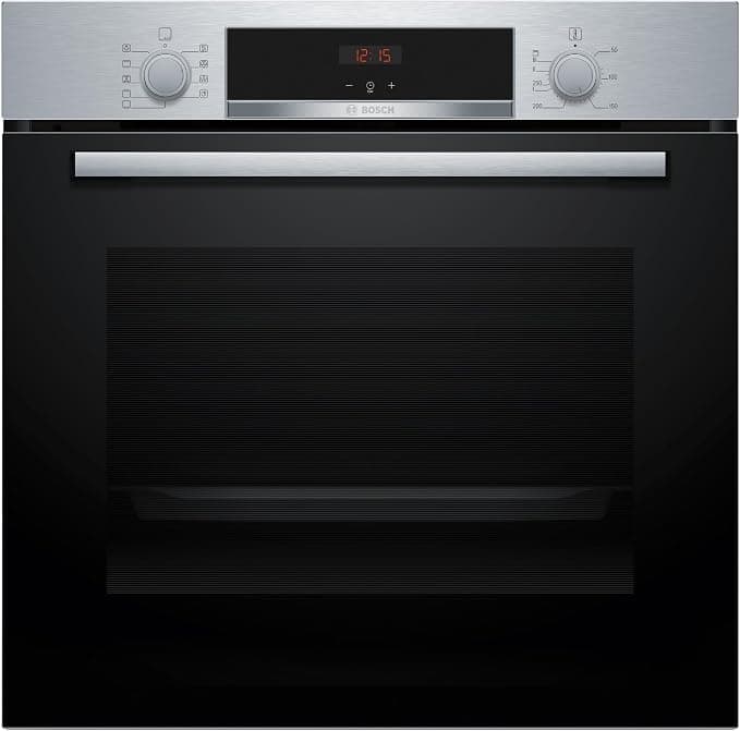 Bosch - Horno Multifunción, Serie 4, 60 cm. de ancho, Asistente de limpieza con agua, 3D Hotair, Acero, HBA514ES3