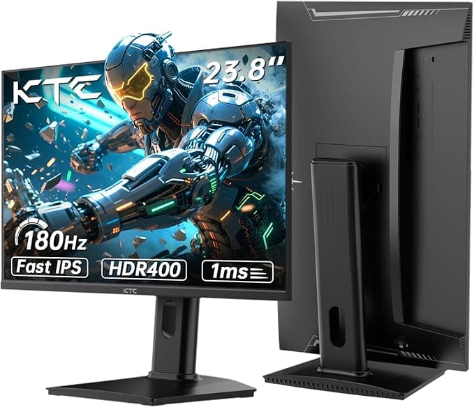 KTC Monitor 24 Pulgadas, 180Hz 144Hz 2K QHD (2560 x 1440) Monitor Gaming con 1ms Fast-IPS Panel, HDR 400, Adaptive Sync, 400 CD/m² Brillo, Gaming Monitor Soporte Ajustable para Girar y Levantar