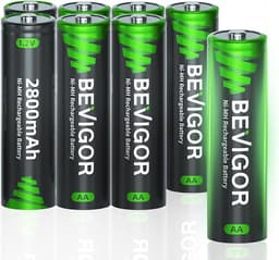 BEVIGOR 8 Pilas AA Recargables Ni-MH 2800mAh 1.2V, Pilas Recargables,Se recargan hasta 1500 Veces, precargadas
