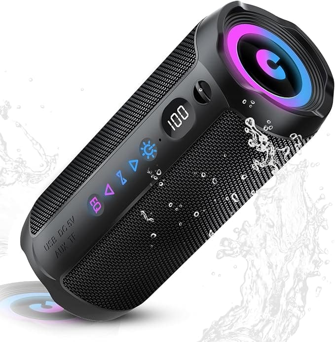 Altavoz Bluetooth Portátil 25W, Potente Altavoz Bluetooth, Altavoces Graves Duales, 25H Reproducción, IPX7, RGB, Emparejamiento TWS, AUX, TF, USB, Ideal Para Actividades Aire Libre, Fiestas,Viajes.