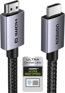UGREEN 8K Cable HDMI 2.1 Certificado 8K 60Hz 4K 240Hz 48Gbps (2M) | Ultra Alta Velocidad Aluminio eARC HDCP Dynamic HDR Dolby Atmos Compatible con Monitor HDTV PS5 PS4 Xbox PC