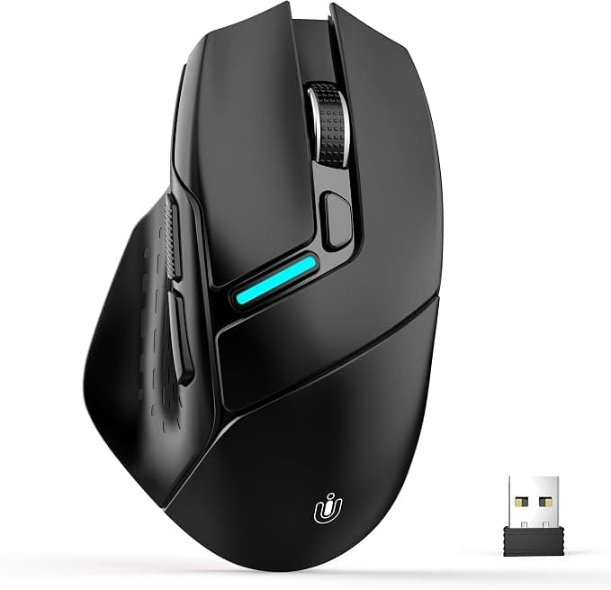 Uineer Ratón Inalambrico,Bluetooth/2,4GHZ/cable, 12800 DPI, clic silencioso | Ratón recargable trimodo, 6 DPI ajustables, ergonómico y programable para portátil, PC, Mac, oficina y gaming