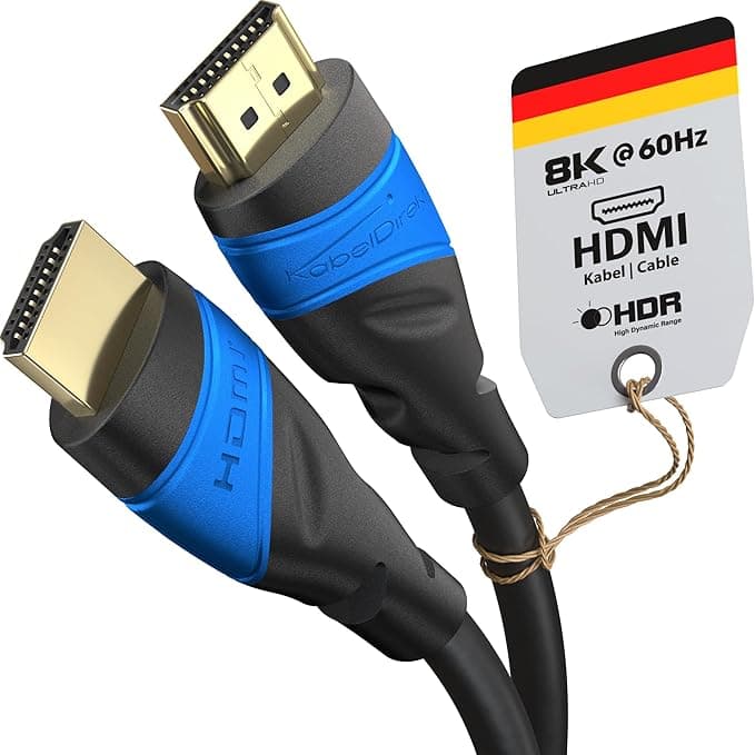 KabelDirekt – Cable HDMI 8K & 4K – 2m – Tecnología Flexcore alemana | 10K, 8K@60Hz & 4K@120Hz, High Speed HDMI – para PS5, Xbox Series X/S, Switch 2, PC & Blu-ray – sin interferencias & flexible