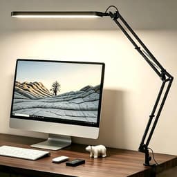 SKYLEO Lámpara Escritorio-Flexo LED Escritorio 1300LM - 5 modos de color x 11 niveles de brillo - Brazo oscilante ajustable - Temporizador y función de memoria - 12W Flexo - Negro