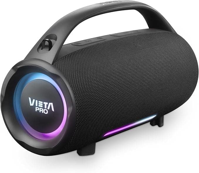 Vieta Pro Mini Thunder 2 Altavoz Bluetooth Potente 100W con 15h de Batería, IPX6 Impermeable. Speaker Portátil Grande con Luces RGB y Sonido Estéreo TWS, USB-Player