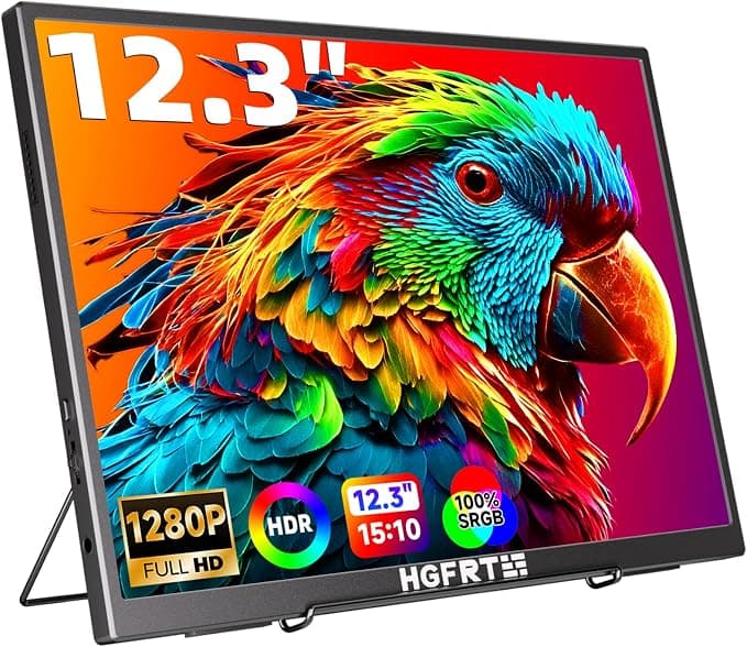 Monitor portátil de 12,3 Pulgadas, FHD 1920 x 1280, 15:10, IPS antirreflejo, sRGB 100%, 60 Hz, Altavoz, USB-C, Mini HDMI, VESA, Windows/macOS, para Juegos y Trabajo
