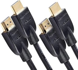 Amazon Basics Cable HDMI 4K de 1.8 m, alta velocidad de 18 Gbps con Ethernet, 4K@60 Hz, 2160p, paquete de 2 unidades, Negro